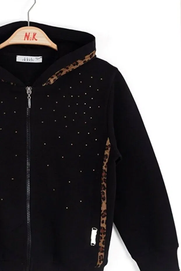 Детский кардиган на молнии с капюшоном, модель Echo, Generic Brands, Black — фото 3