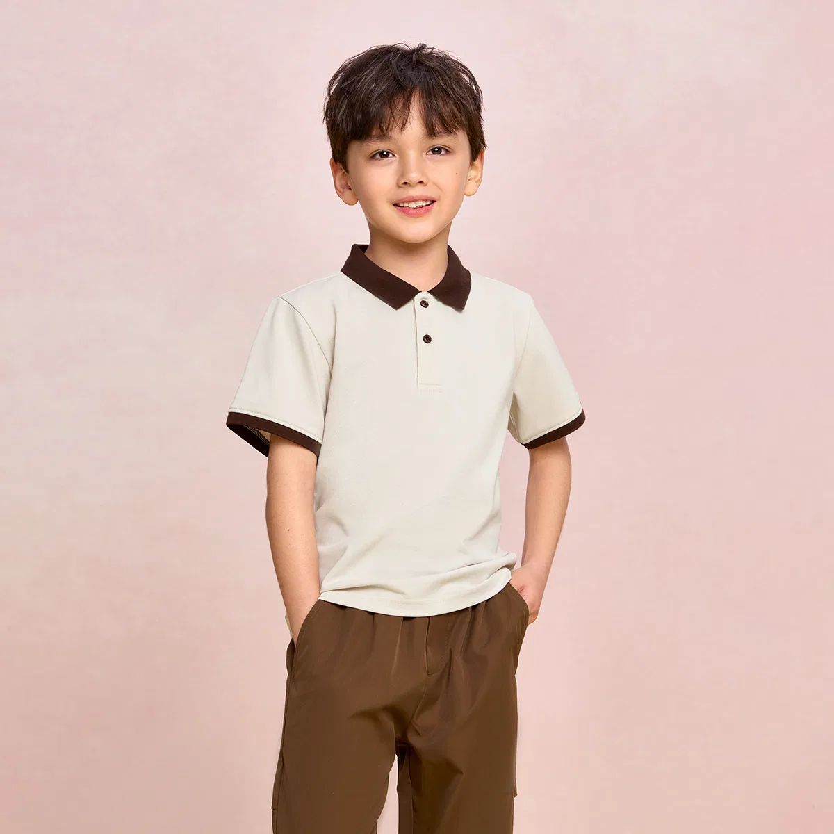 Детская поло для мальчиков с принтом Paul Frank HLA, Light Khaki 19 — фото 4