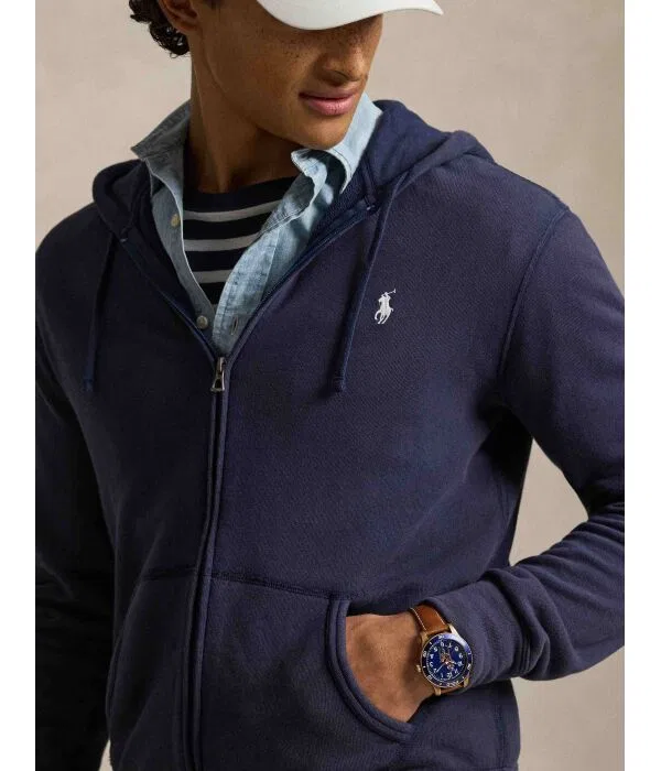 Мужская флисовая кофта на молнии Regular Fit Polo Ralph Lauren, Blu Marino — фото 4
