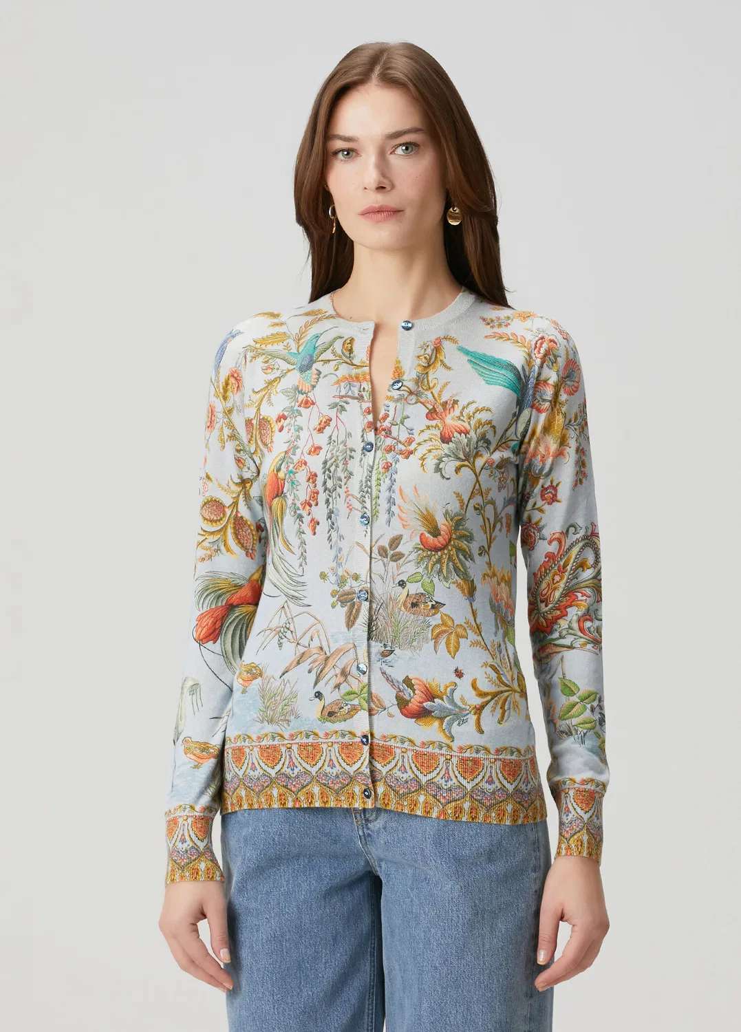 Кардиган Etro Mavi Çiçekli İpek, многоцветный синий — фото 3