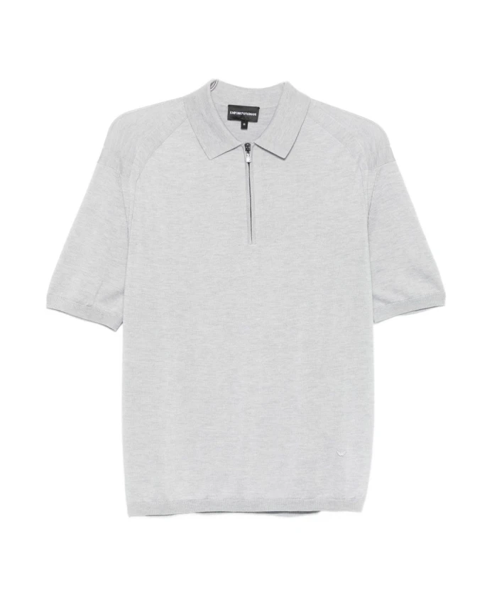 

Серая рубашка поло из шерстяной смеси Emporio Armani, серый