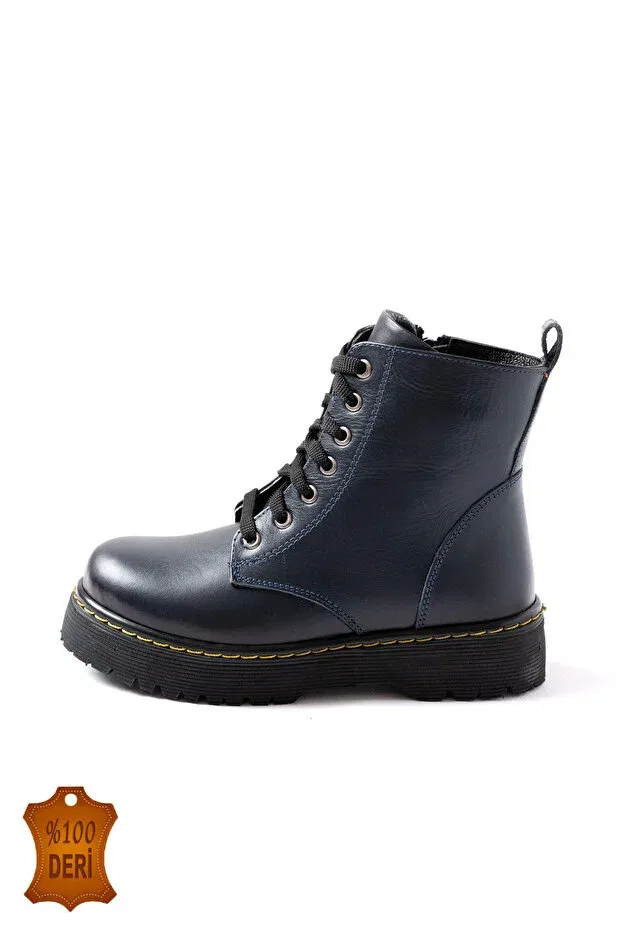 Детские ботинки для девочек кожаные с принтом Genuine leather sewn to orthopedic sole waterproof keeps warm unisex children's daily boots Lina Step, Navy Blue — фото 2