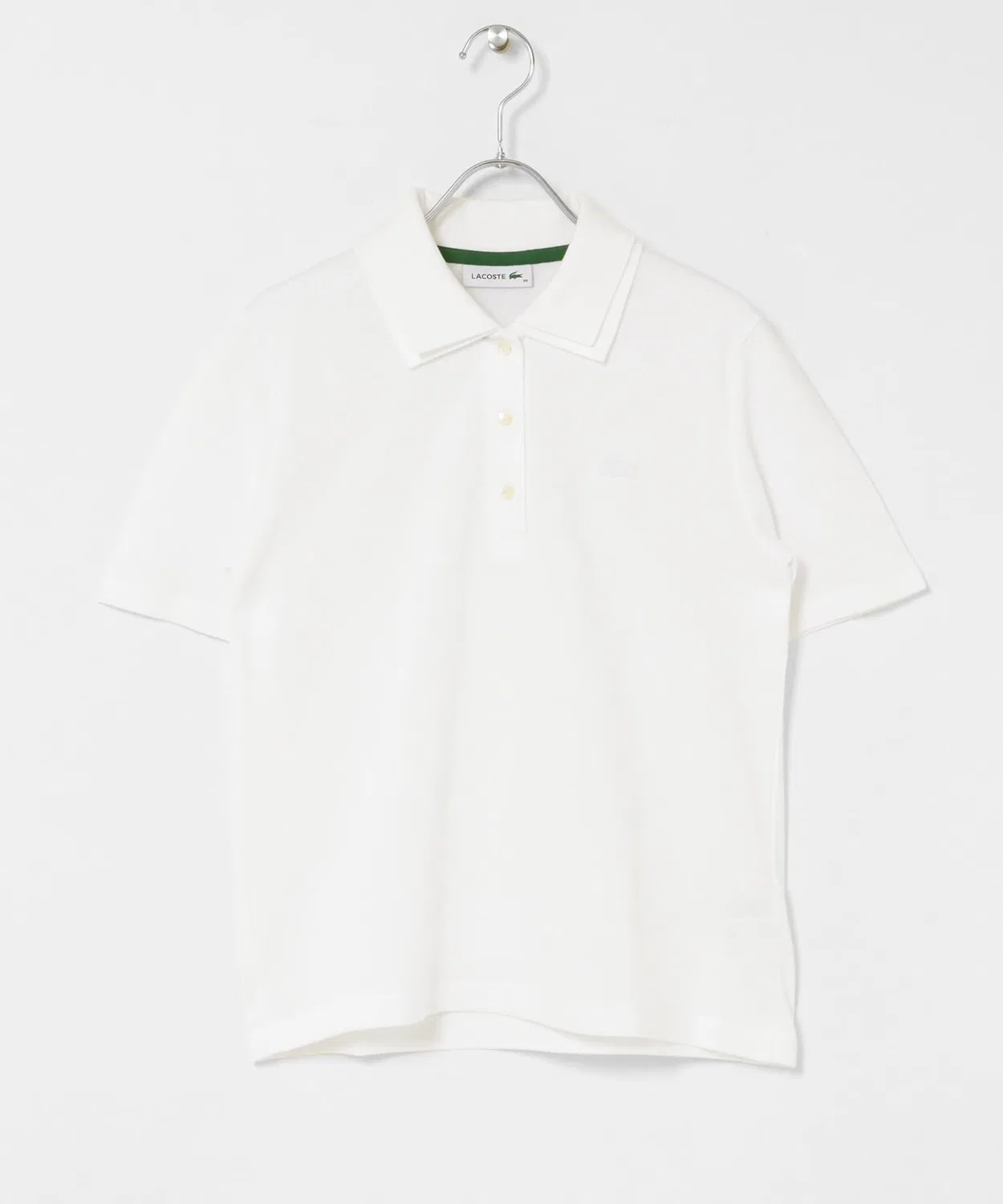 Женский поло-рубашка с двойным воротником, белая LACOSTE