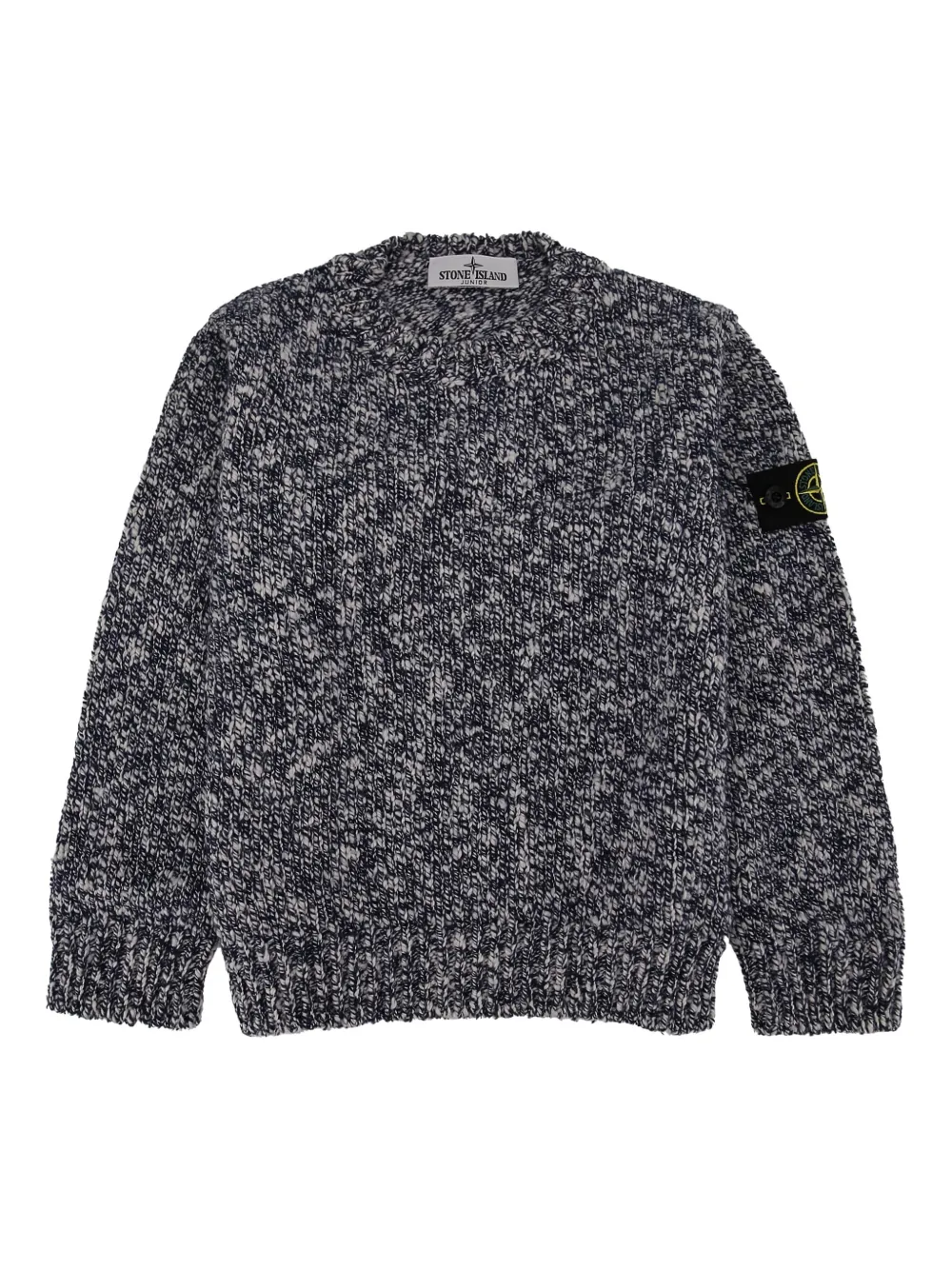

Меланжевый свитер с круглым вырезом Stone Island Junior, черный