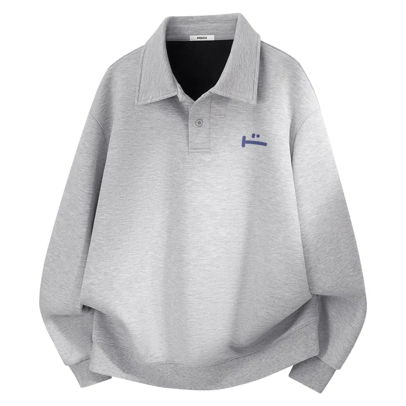 Детский свитшот с принтом Blue Mood Chest Logo MINISO, Heather Gray