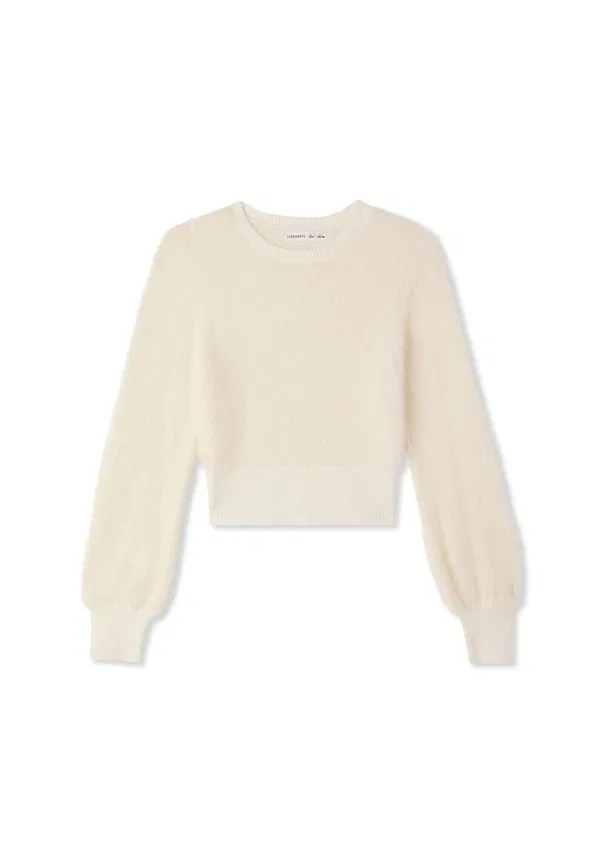 Джемпер из искусственного меха crop Maglia Terranova, bianco lana, белый — фото 3