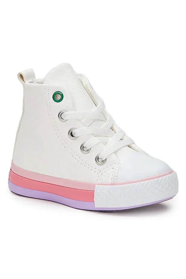Детские ботинки для девочек на шнуровке Roro baby girl boots - 925.22k.210 model Vicco, White - Pink