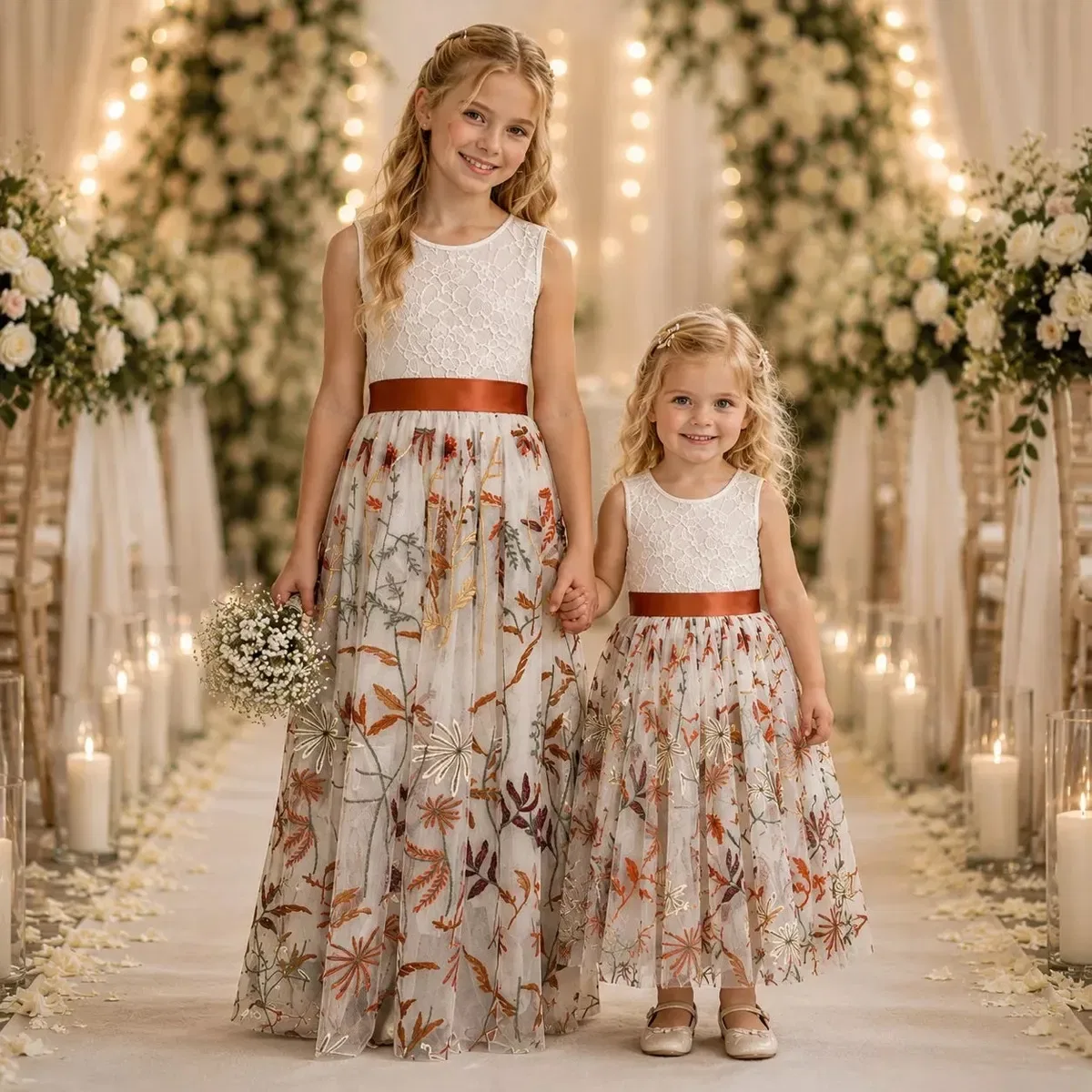 Платье без рукавов Chantilly Lace Uk Flower Girl Boutique, White