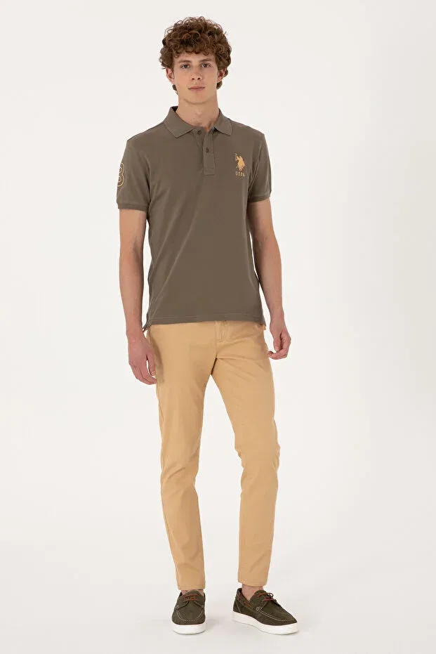 Мужские брюки из текстиля Узкий крой U.S. Polo Assn., Camel — фото 3