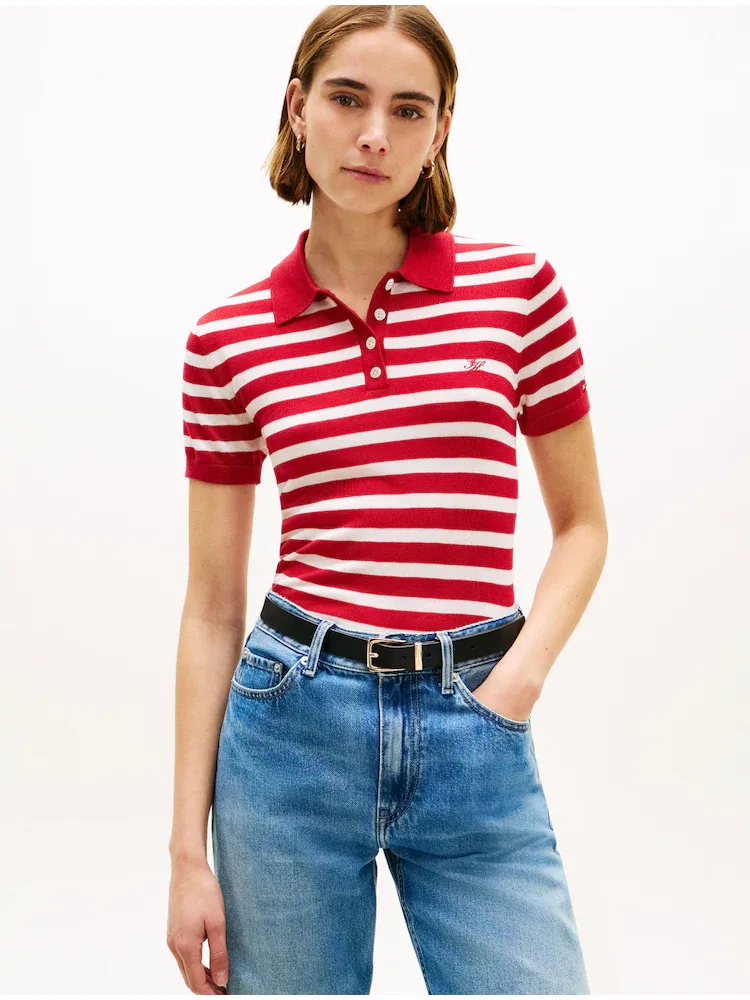 Джемпер Polo из смесового шелка TOMMY HILFIGER, Red