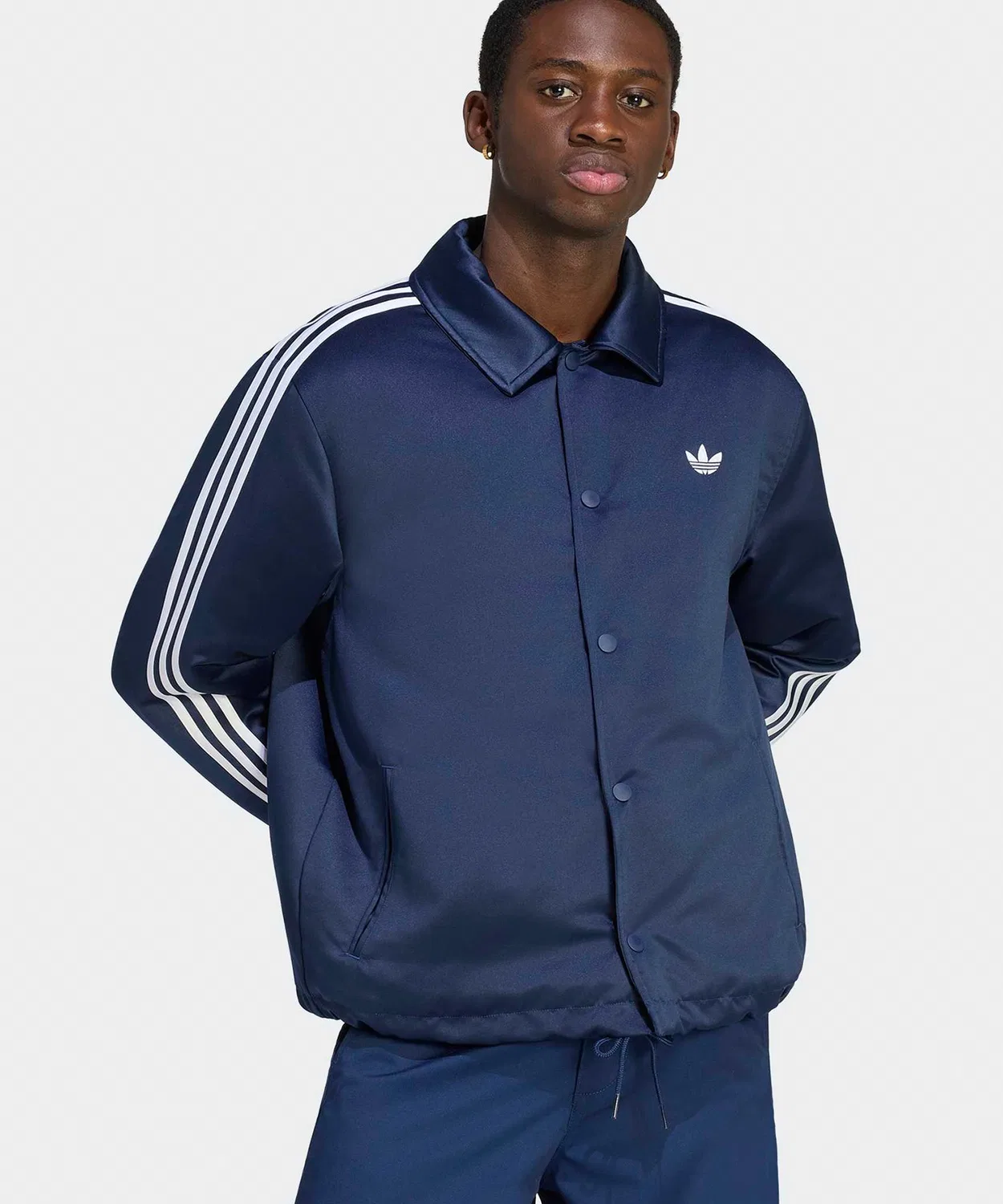 Мужская куртка-коуч с принтом Trefoil Three Stripes Adidas, Navy
