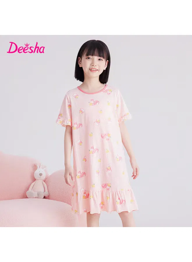 Ночная сорочка с кружевной отделкой из хлопковой сетки Deesha, бежевый