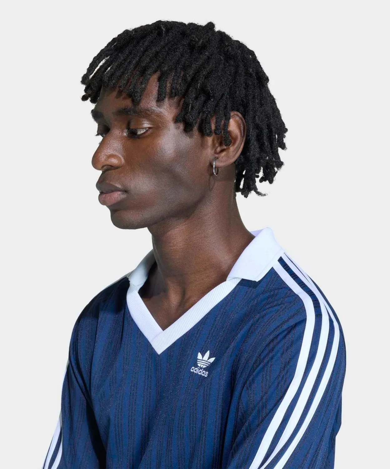 Мужская футболка с длинным рукавомиз жаккарда Adicolor Pique Soccer Adidas, Blue — фото 3