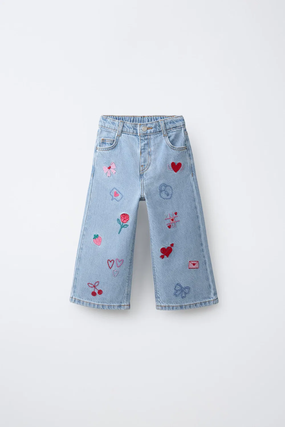Вышитые широкие джинсы ZARA, Blue