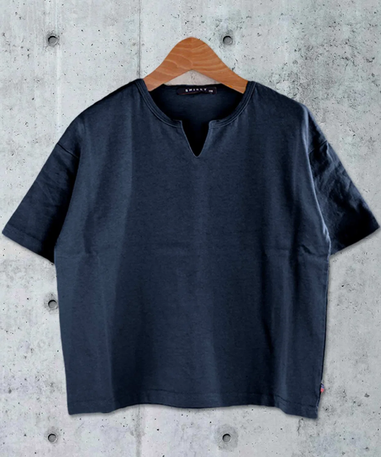 Детская футболка без принта с ключевым вырезом Big Silhouette SJ21-05 SHISKY, Navy
