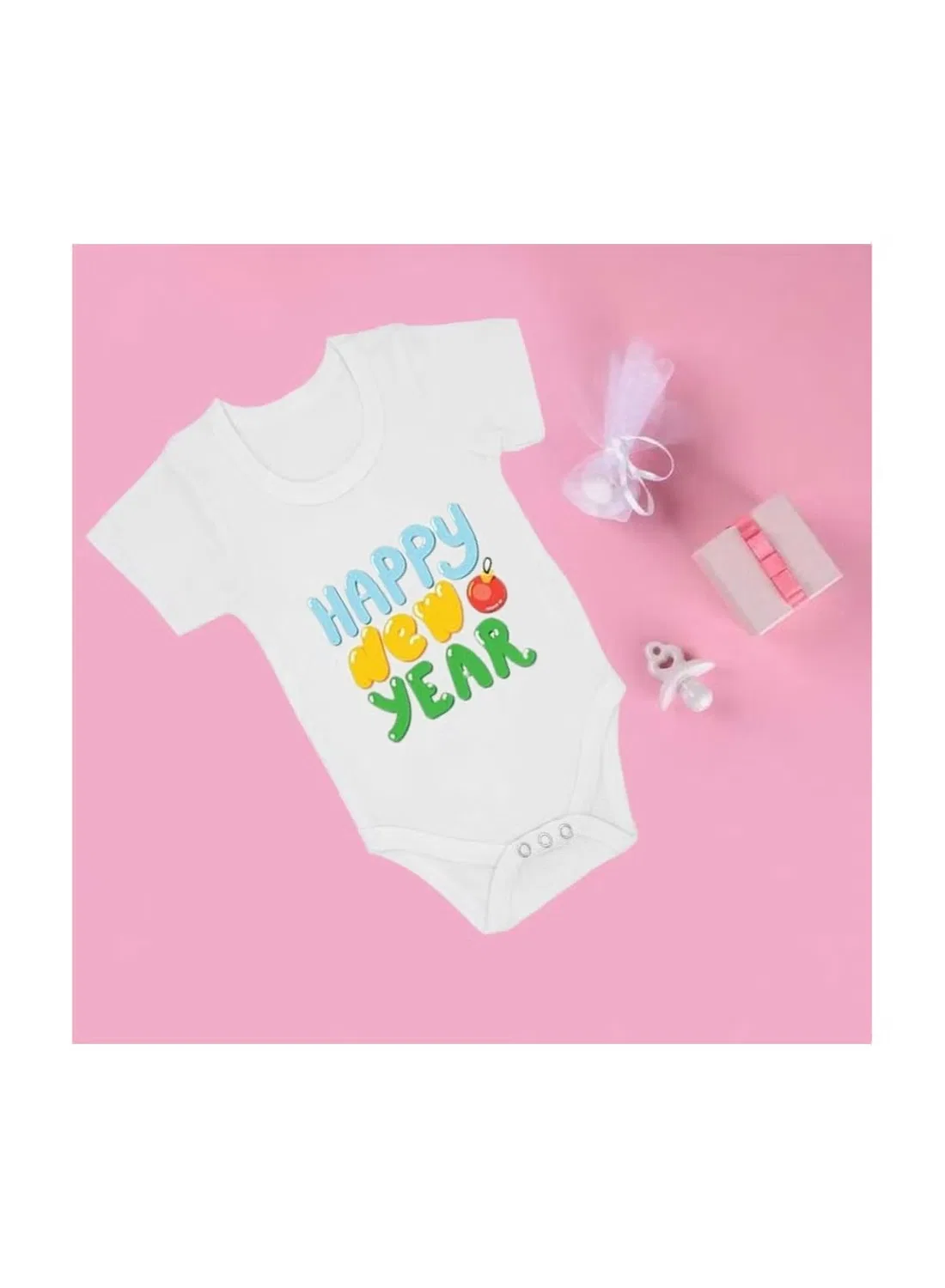 Боди-комбинезон с принтом новогодний Printshop4Me, белый — фото 2