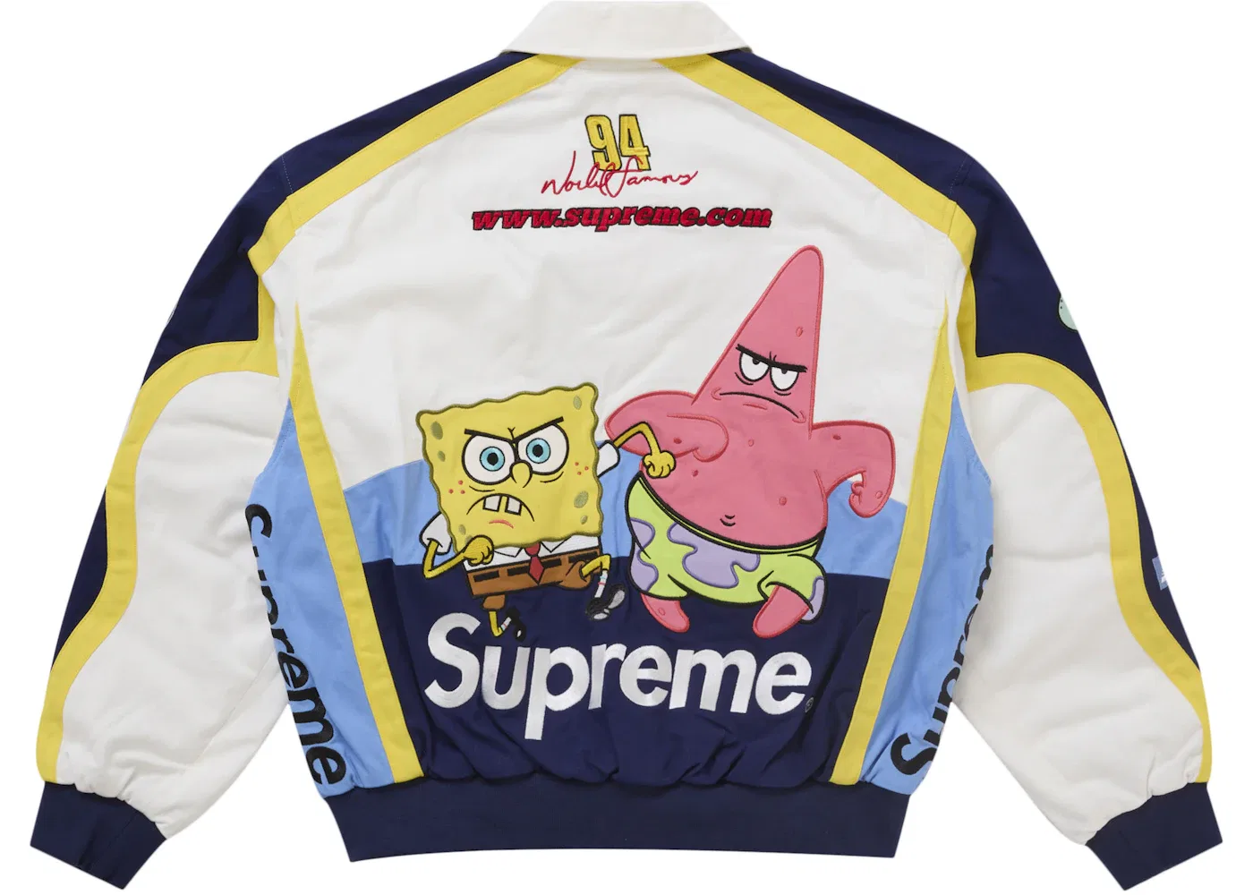 Мужская куртка с принтом SpongeBob SquarePants Jeff Hamilton Racing Jacket Supreme, White — фото 3