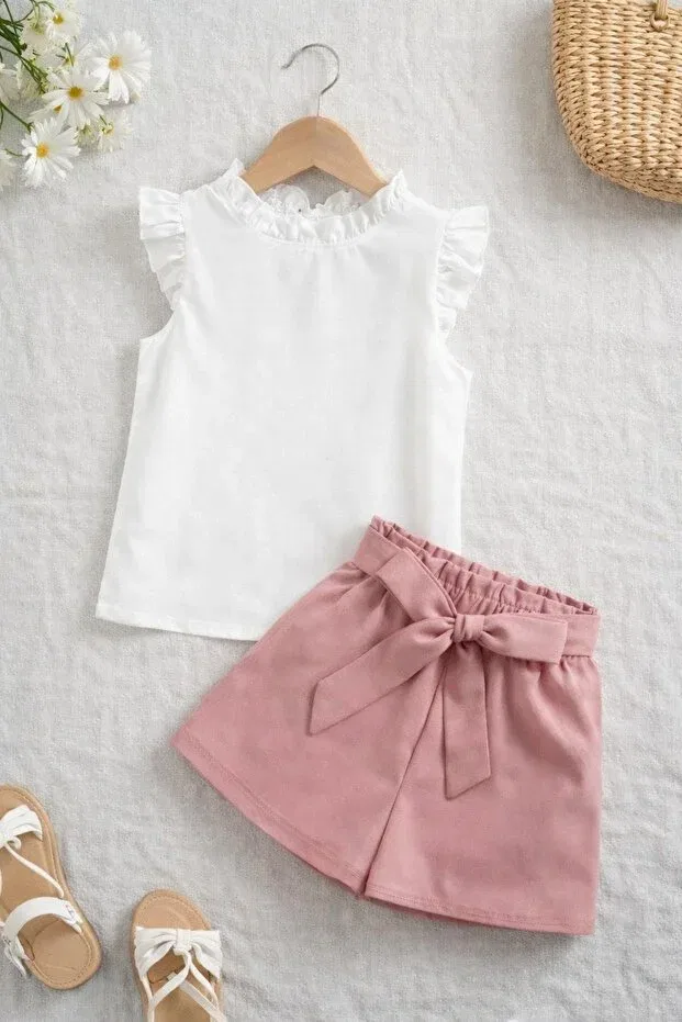Детский спортивный комплект для девочек с принтом Shop, Pink