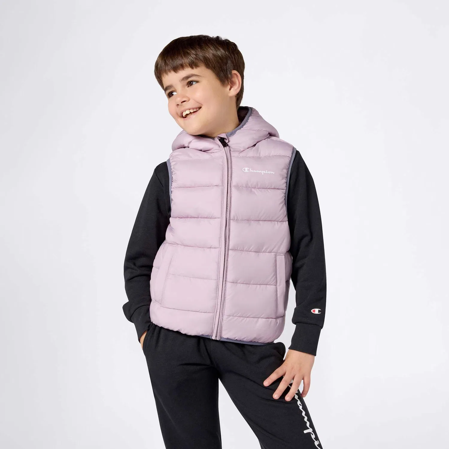 Детская ветровка с капюшоном Felpa Champion Hooded Full Zip Vest Champion, Rosa — фото 2