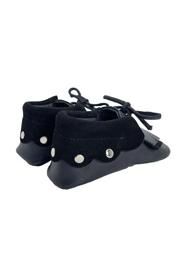 Детские пинетки из натуральной кожи Evokids, Black — фото 4
