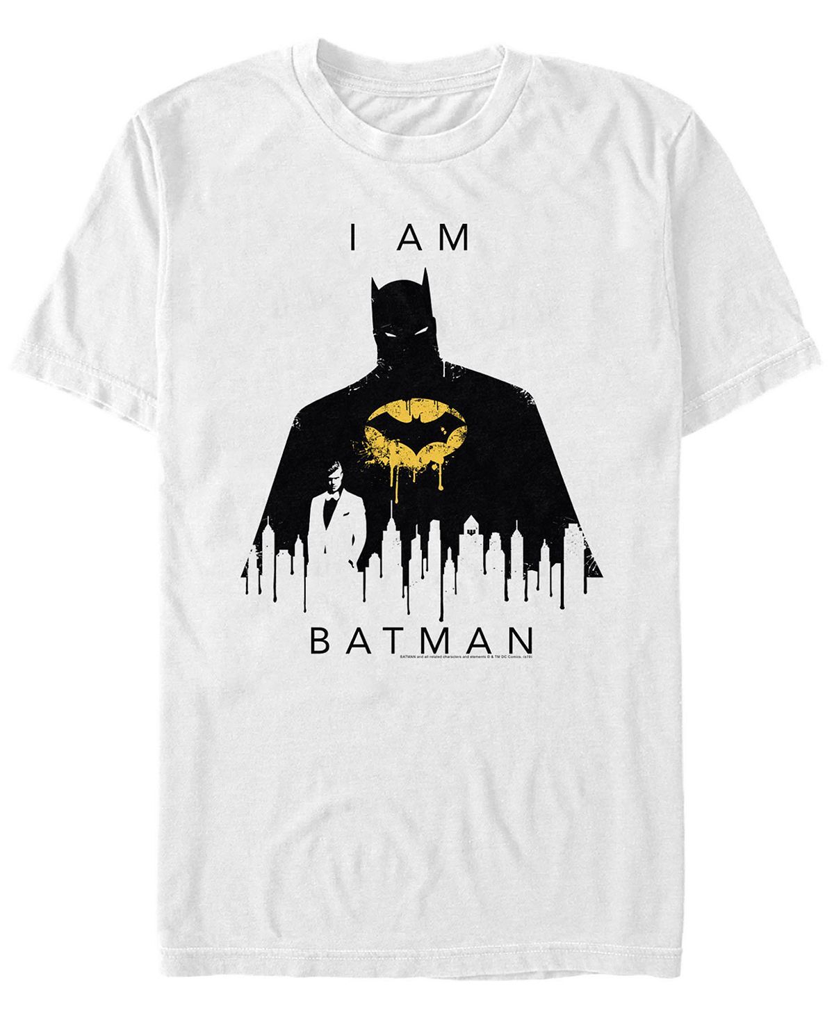 

Мужская футболка с коротким рукавом i am batman city silhouette Fifth Sun, белый