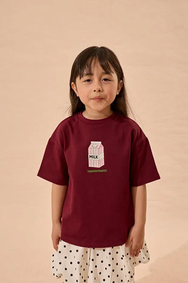 Детская футболка с принтом Milk Print Fahhar Kids, Plum — фото 2
