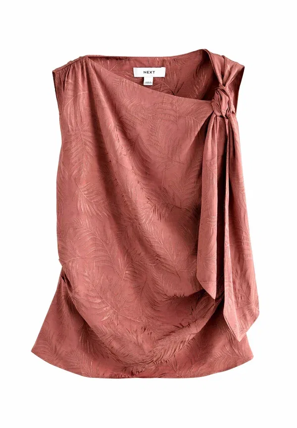Блуза без рукавов с вышивкой Regular fit - sleeveless asymmetric tie shoulder Next, rose pink, розовый