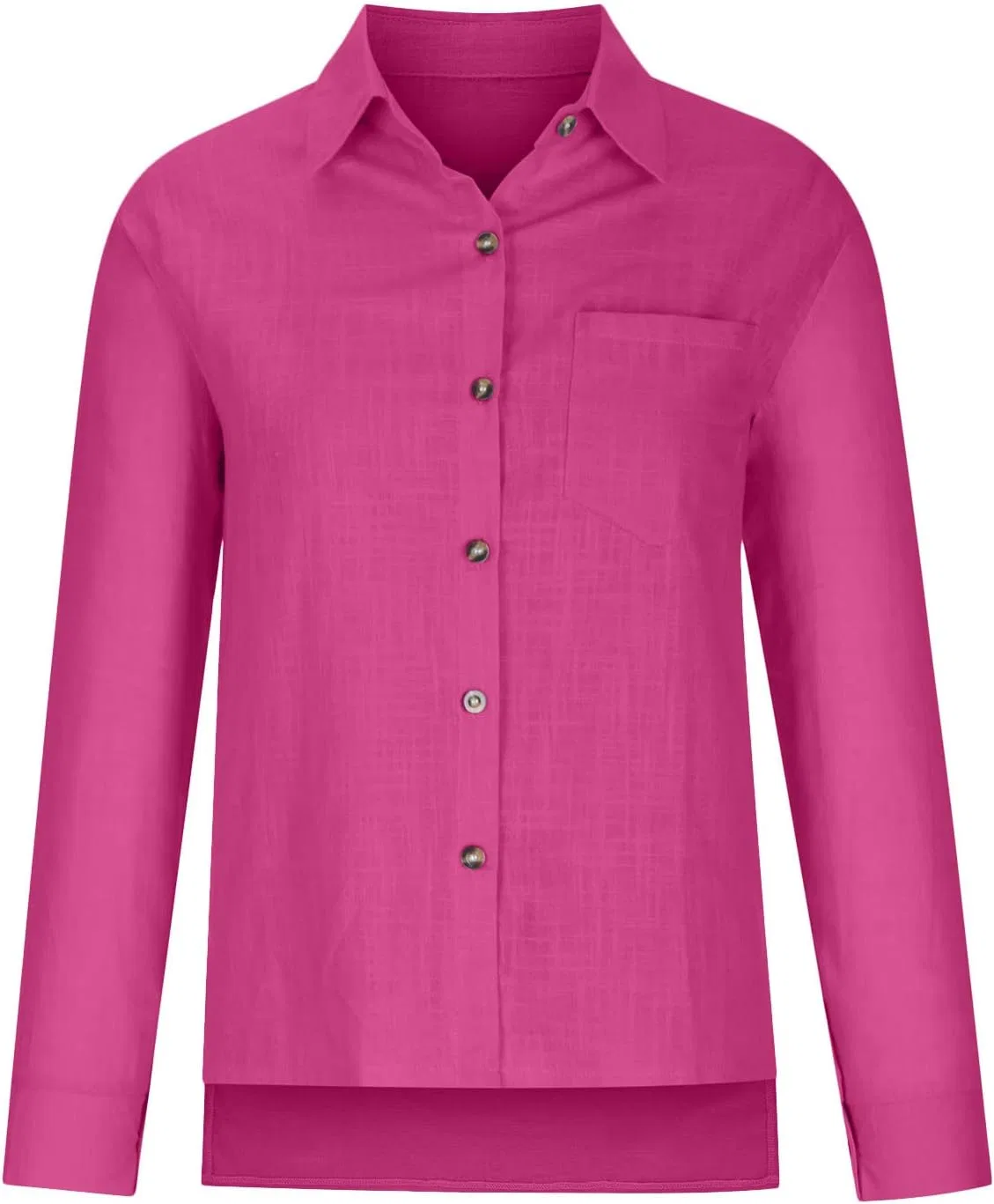 Женская блуза свободного кроя с V-вырезом, Cotton Linen, Hot Pink — фото 3