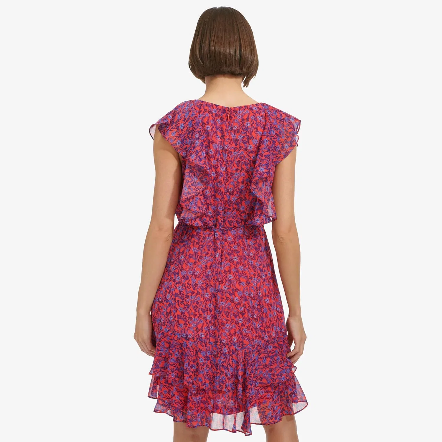 Женское платье мини с цветочным принтом Tommy Hilfiger, Guava/Amparo Blue — фото 3