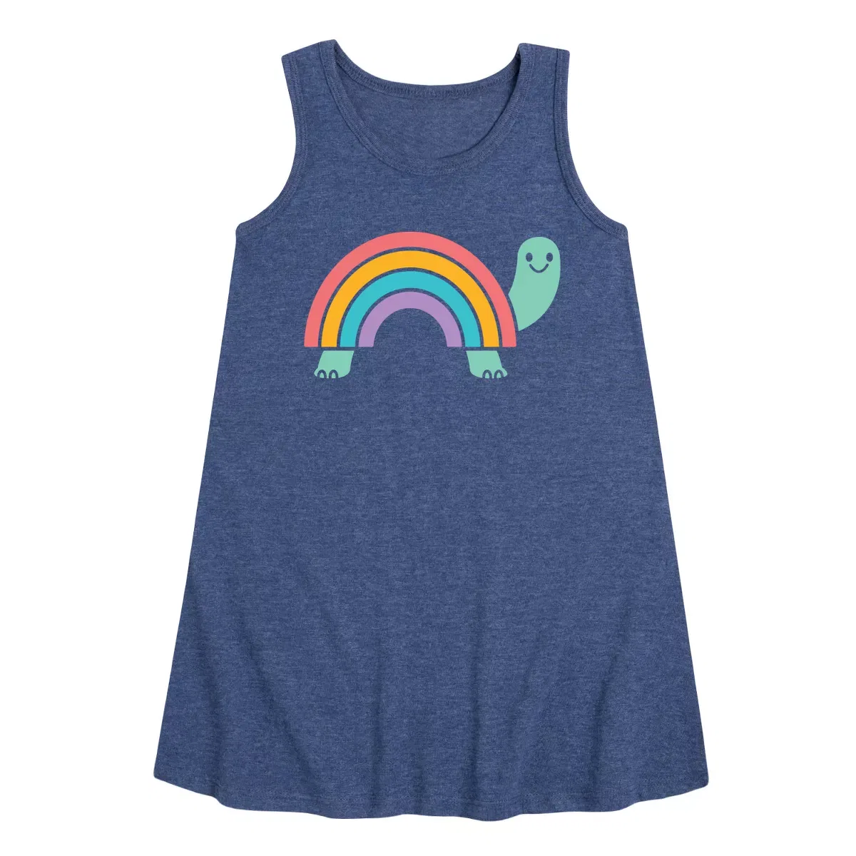 Детское платье-трапеция без рукавов Rainbow Shell Turtle Instant Message, Heather Navy