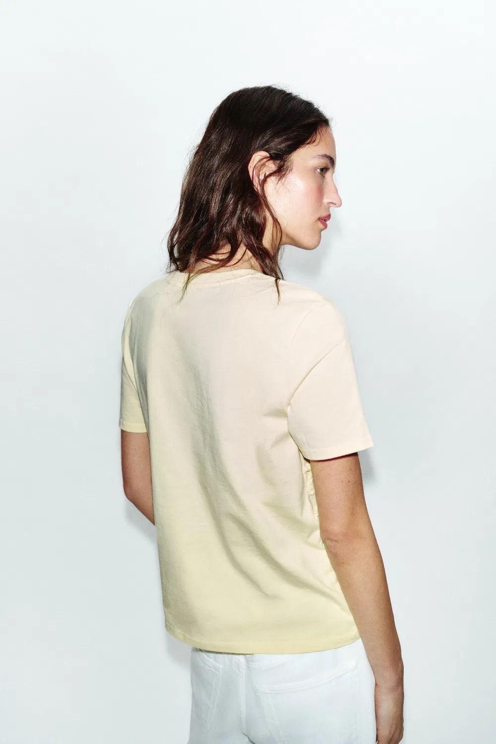Футболка с рельефным цветочным рисунком ZARA, Yellow — фото 4