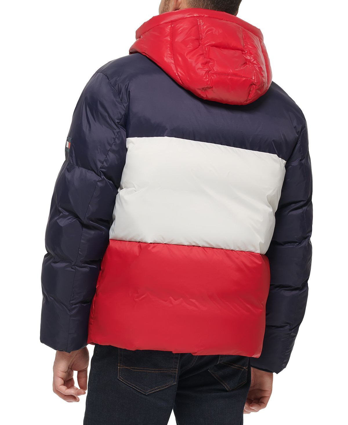 Мужская пуховая куртка с цветными блоками и капюшоном Tommy Hilfiger, мульти — фото 3