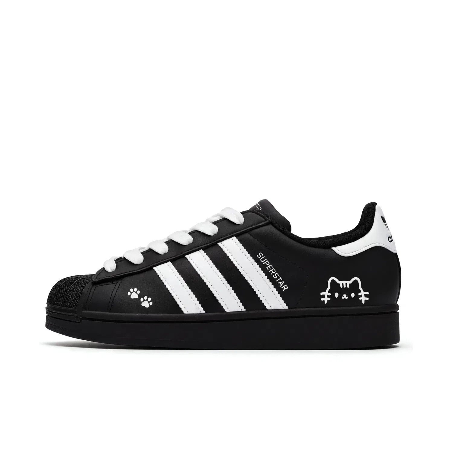 Детские кеды для скейтбординга с принтом кота Superstar 2 Adidas Originals, Black — фото 3