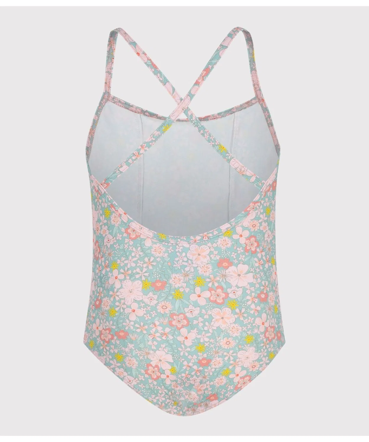 Детское платье-купальник с цветочным принтом и рюшами PETIT BATEAU, Light Blue — фото 2