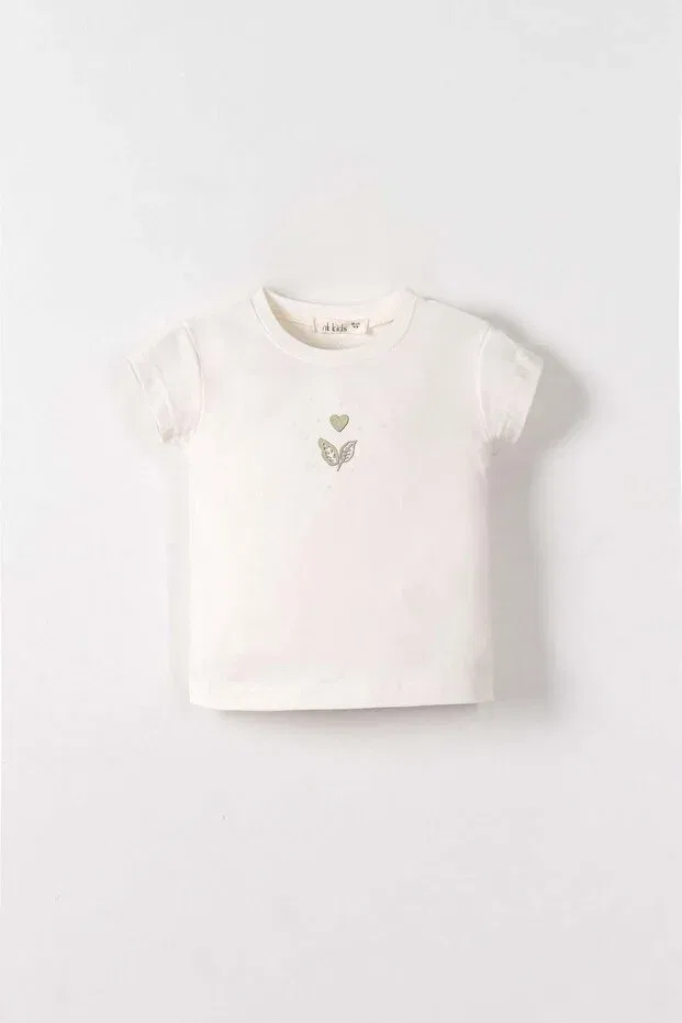 Детская футболка для девочек с принтом Nk Kids, Ecru - Green