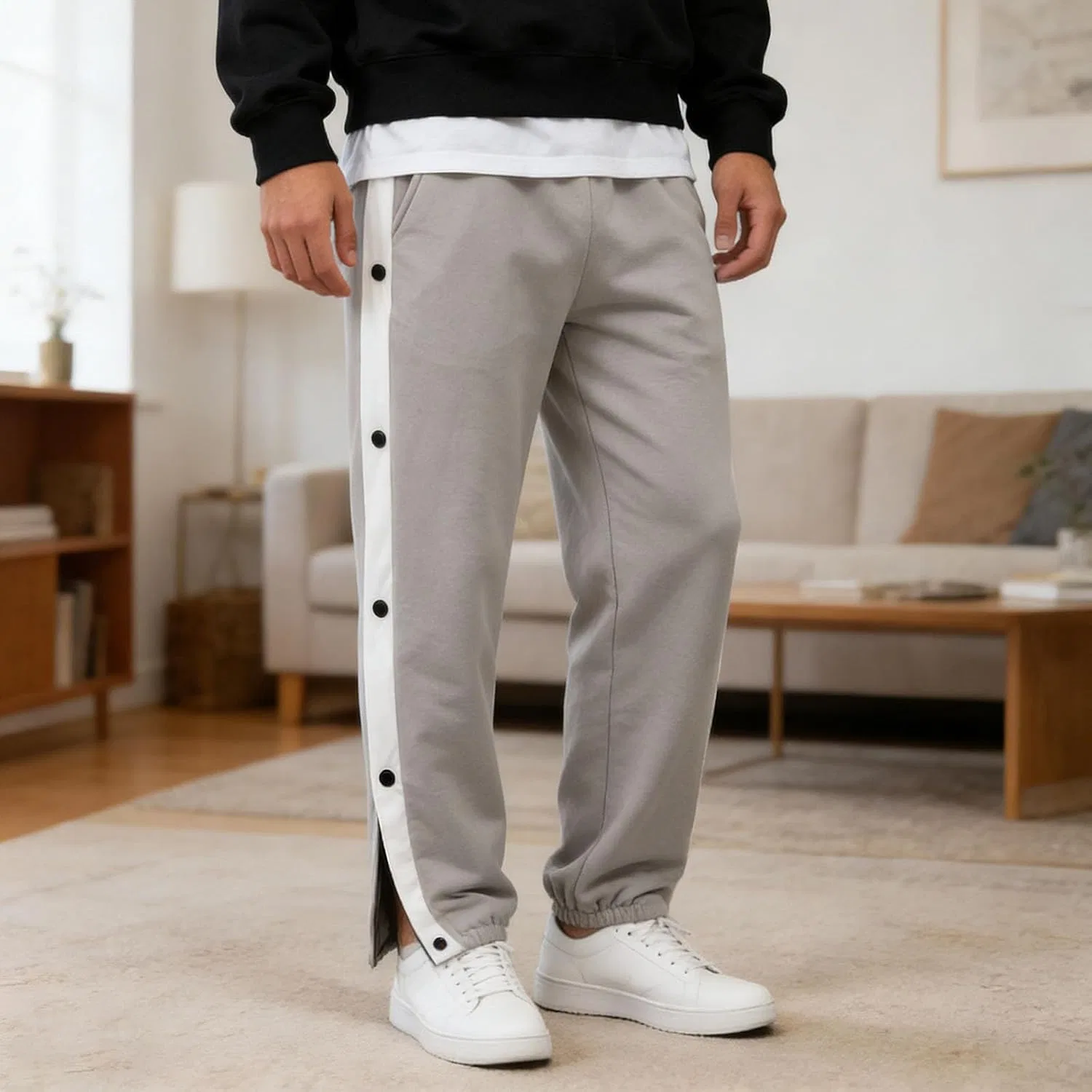 Мужские свободные брюки с широкими штанинами, Tear Away Pants, серый — фото 2