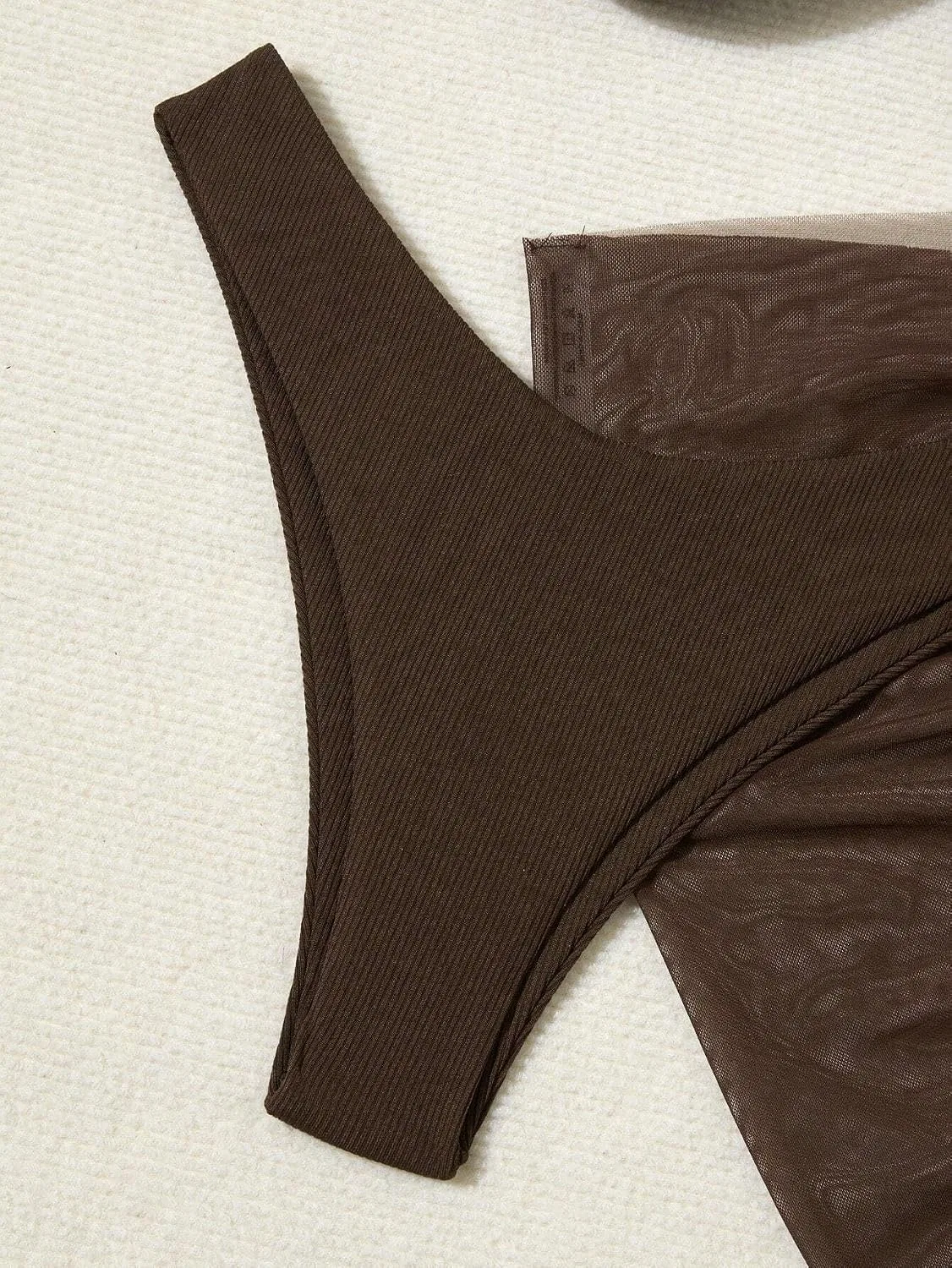 Женский бикини-сет с заниженной талией и чашками на косточках, Coffee Brown — фото 3