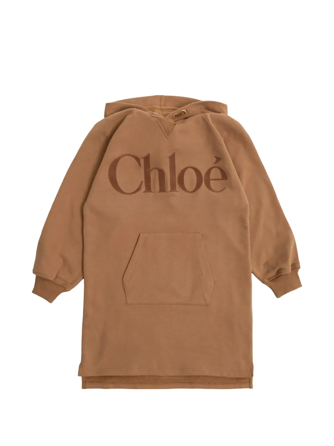 Платье‑худи хлопковое коричневое Chloé, коричневый