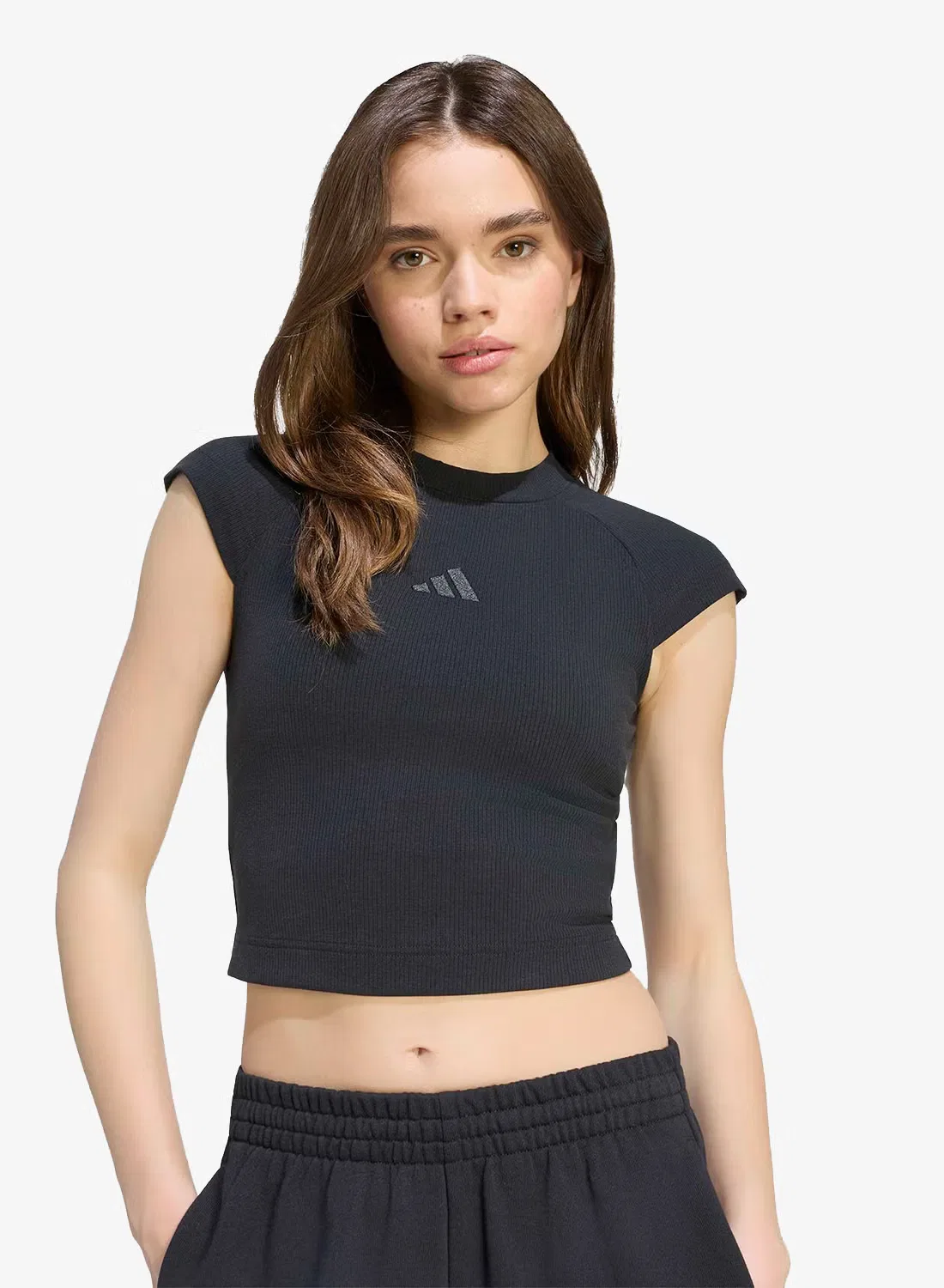 Футболка облегающая Small Logo Rib Adidas, черный — фото 3