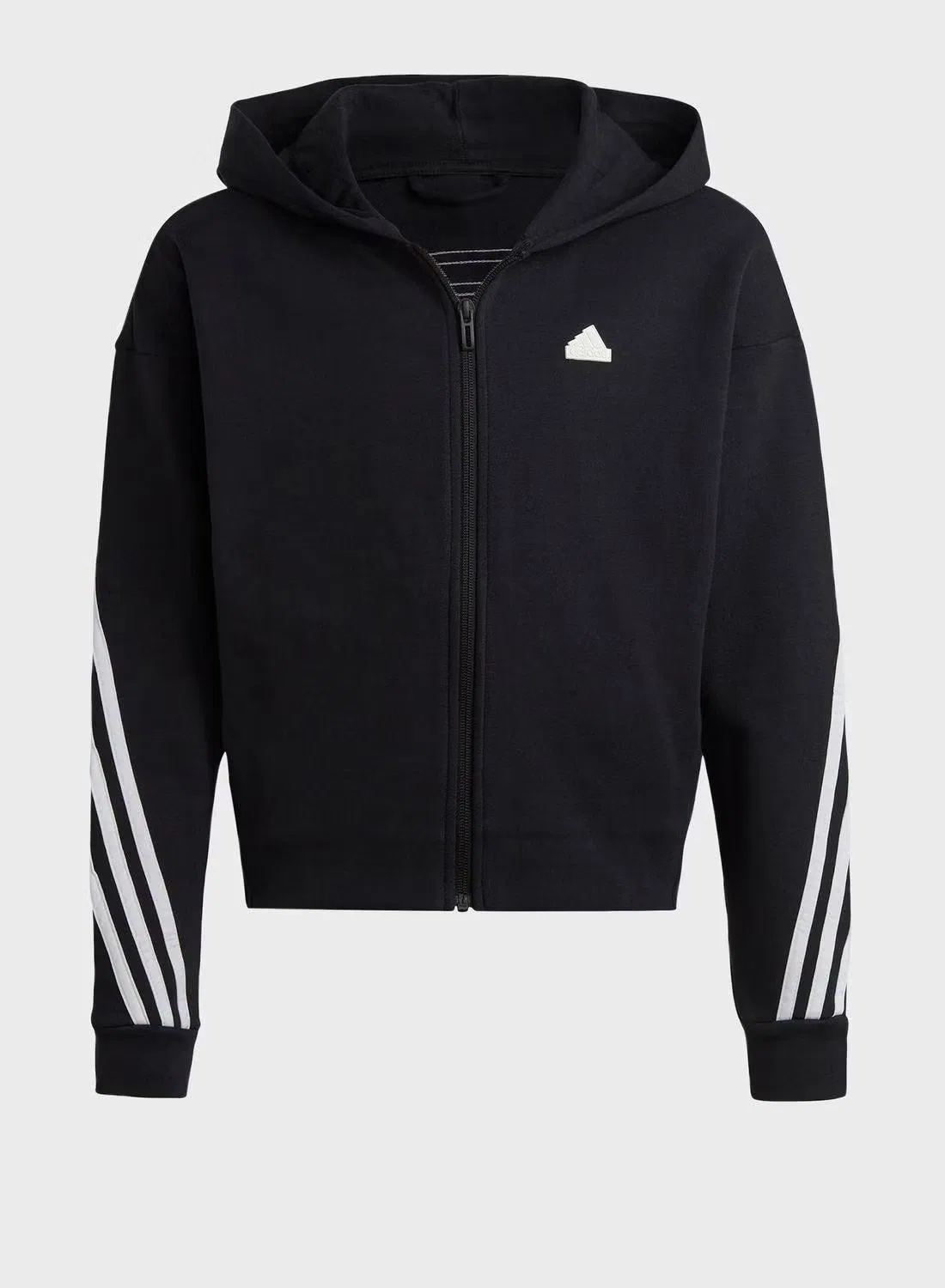 Худи с длинным рукавом на молнии 3-Stripes Adidas, черный