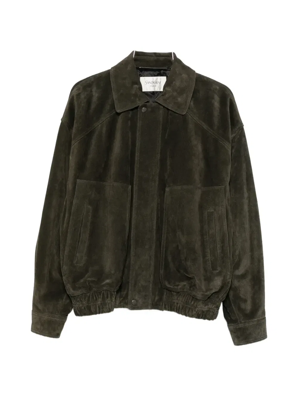 Замшевая куртка-бомбер Saint Laurent, зеленый