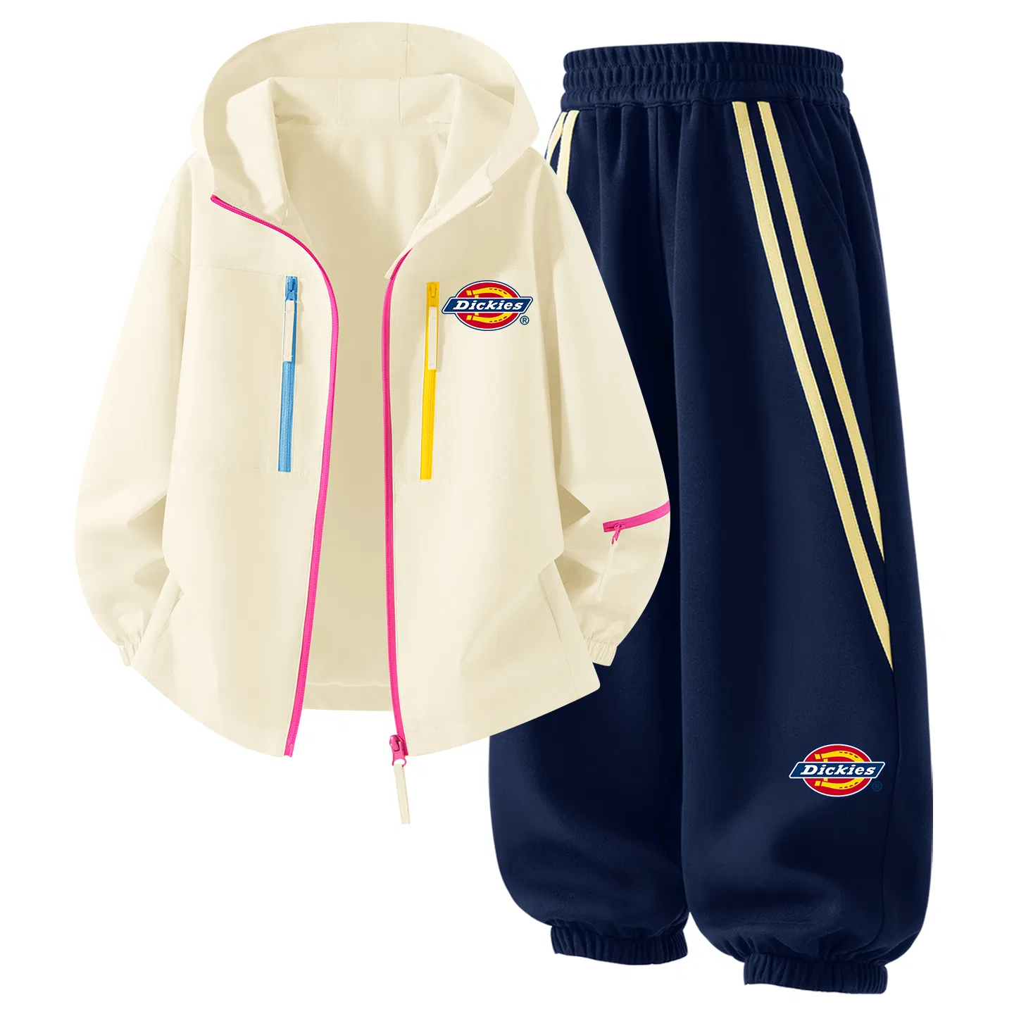 Детский спортивный костюм с капюшоном, Silicone with K Dawn White+Silicone with Thick K_Right Side Lower Navy, Dickies