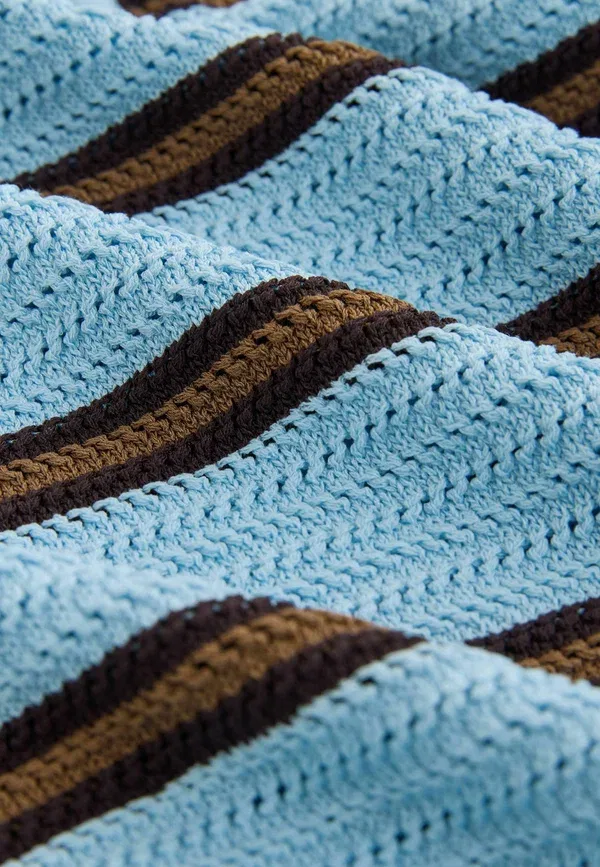 Джемпер поло в полоску Regular fit stitch long sleeve polo jumper Next brown stripe, коричневый — фото 3