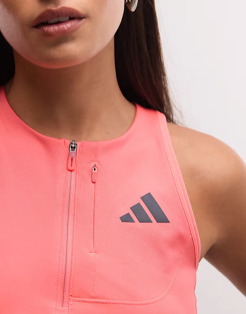 Укороченный топ Adidas Running Adizero на молнии, кораллово-розовый — фото 2