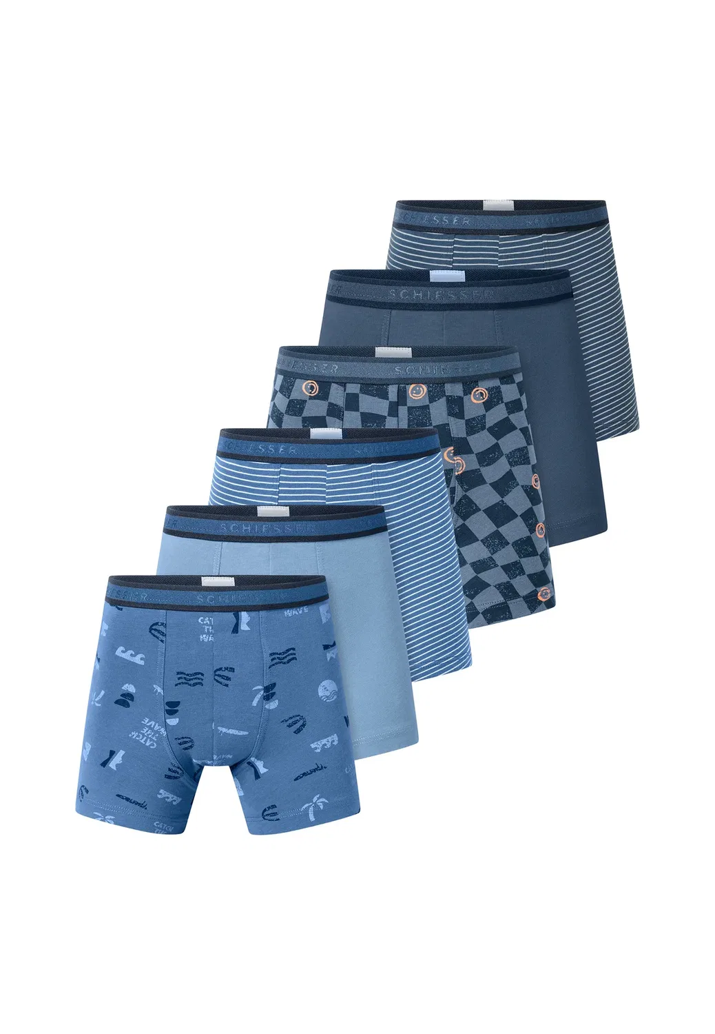 955 мульти-6-пак - сундуки Schiesser, Blau Weiß Gestreift Blau-Weißgestreift Dunkelblau