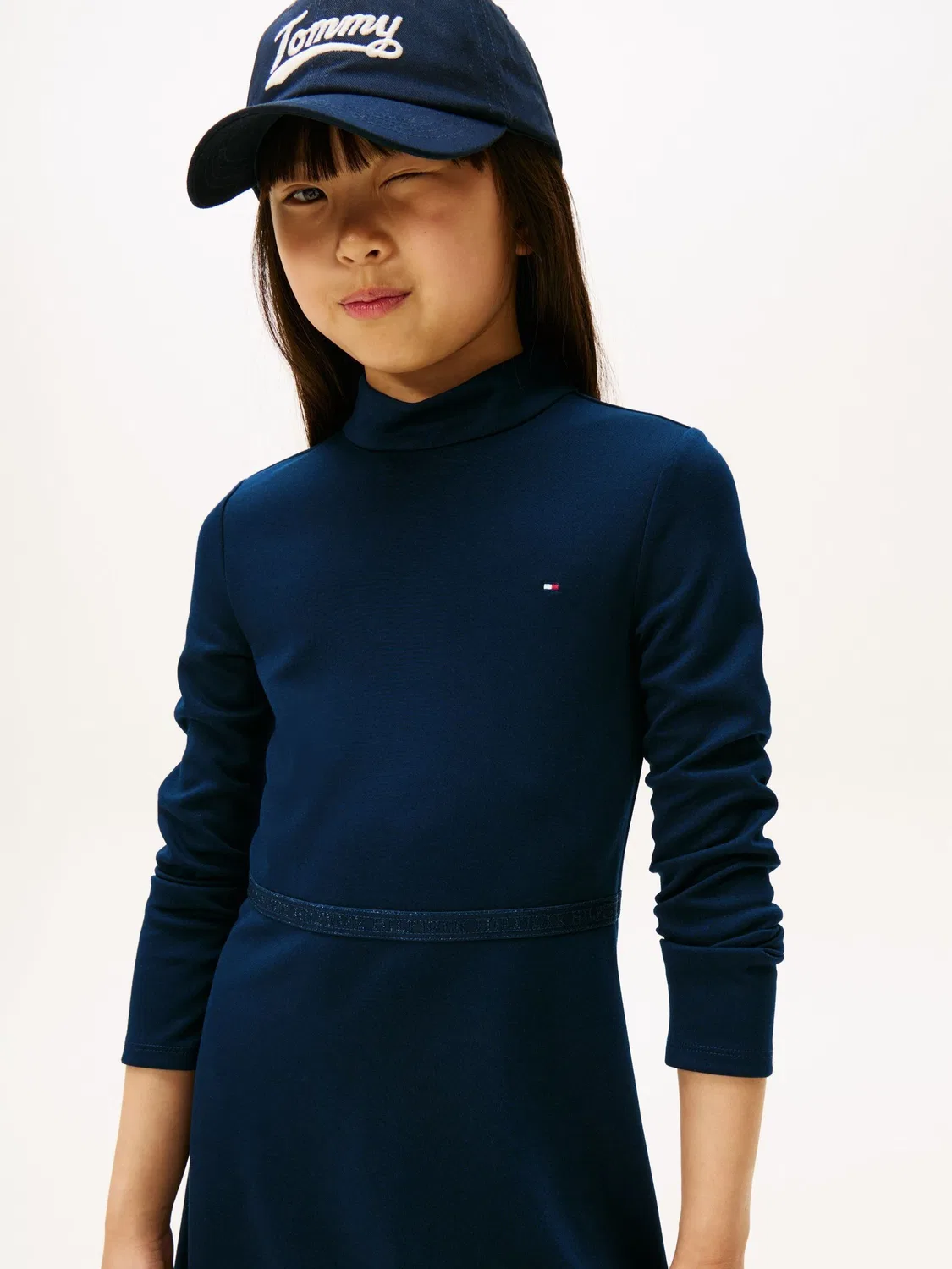 Платье-трапеция с пайетками и логотипом Tommy Hilfiger, синее — фото 3