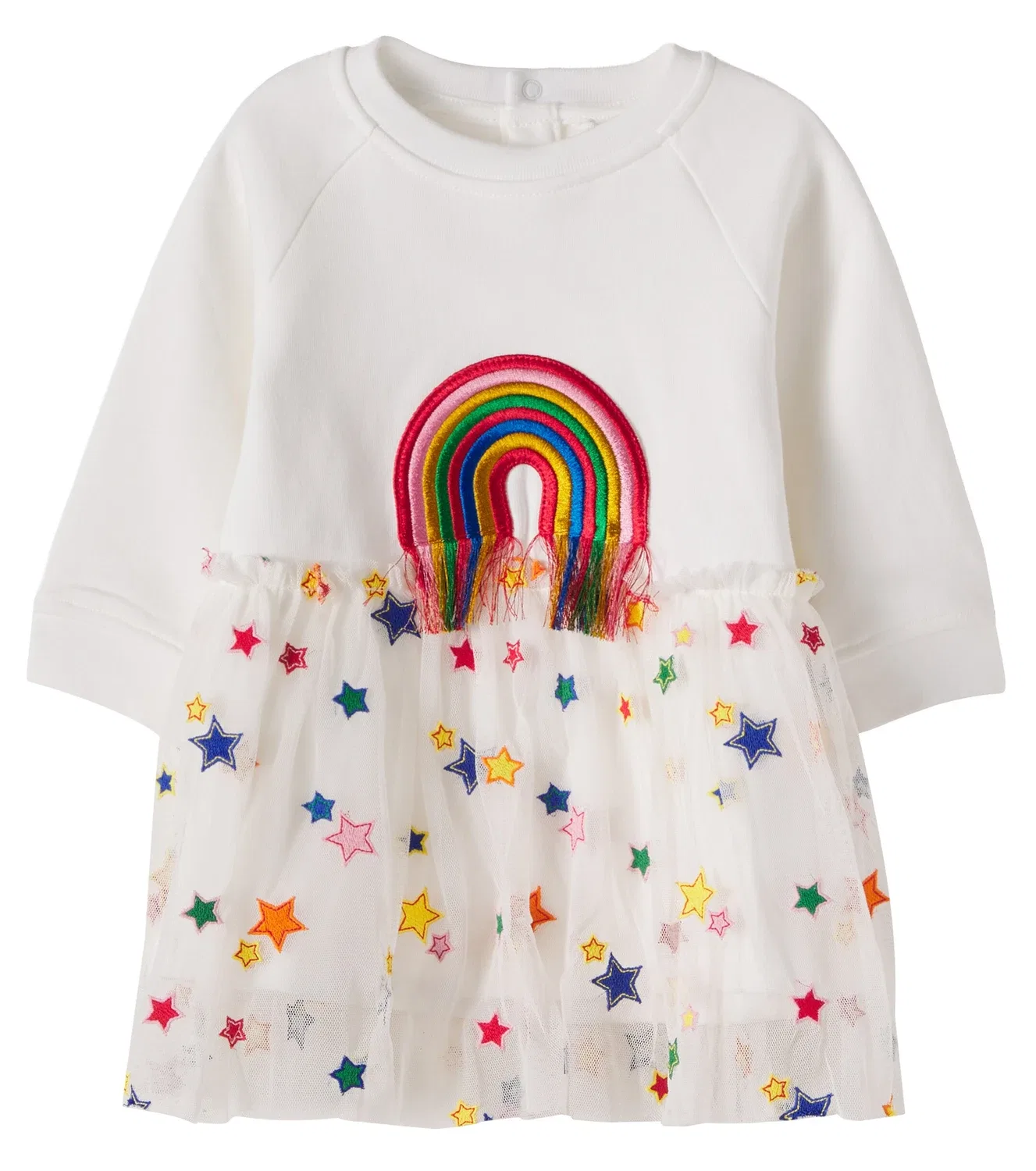 Детское вышитое хлопковое платье Stella McCartney Kids, белый