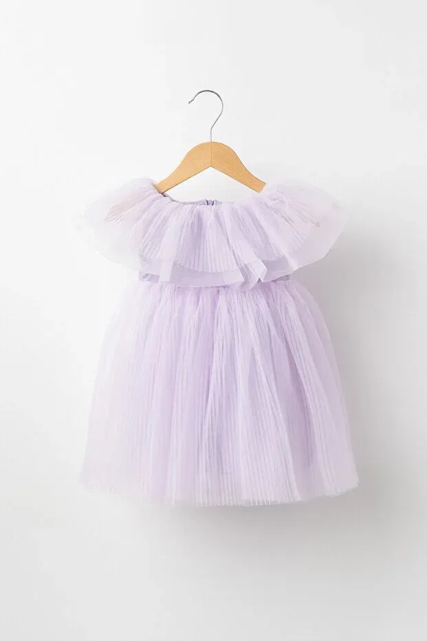 Детское платье для девочек с плиссировкой Henrietta pleated tulle puffy special occasion dress with bag Banamio, Lilac — фото 2