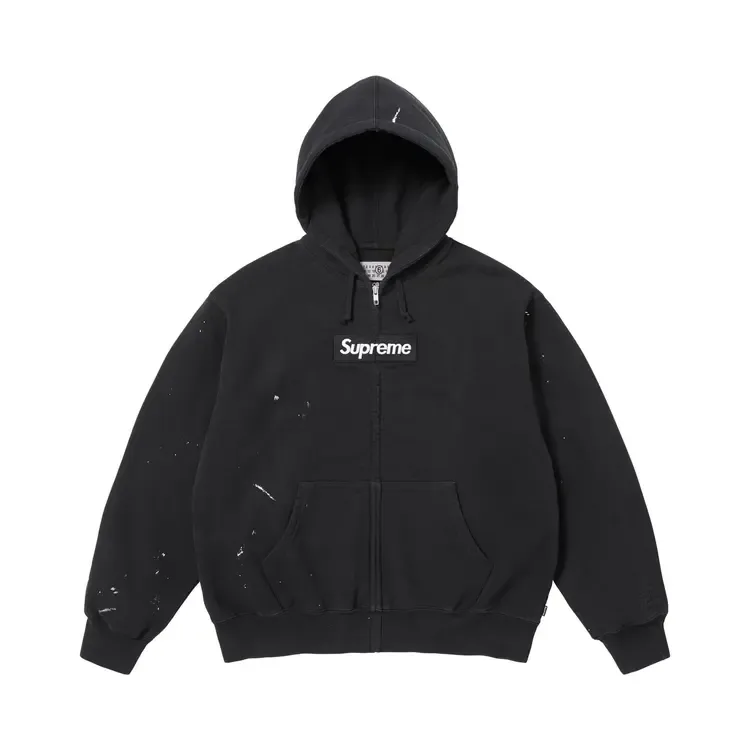 Толстовка Supreme x MM6 Maison Margiela с логотипом в виде коробки и застежкой-молнией, черная
