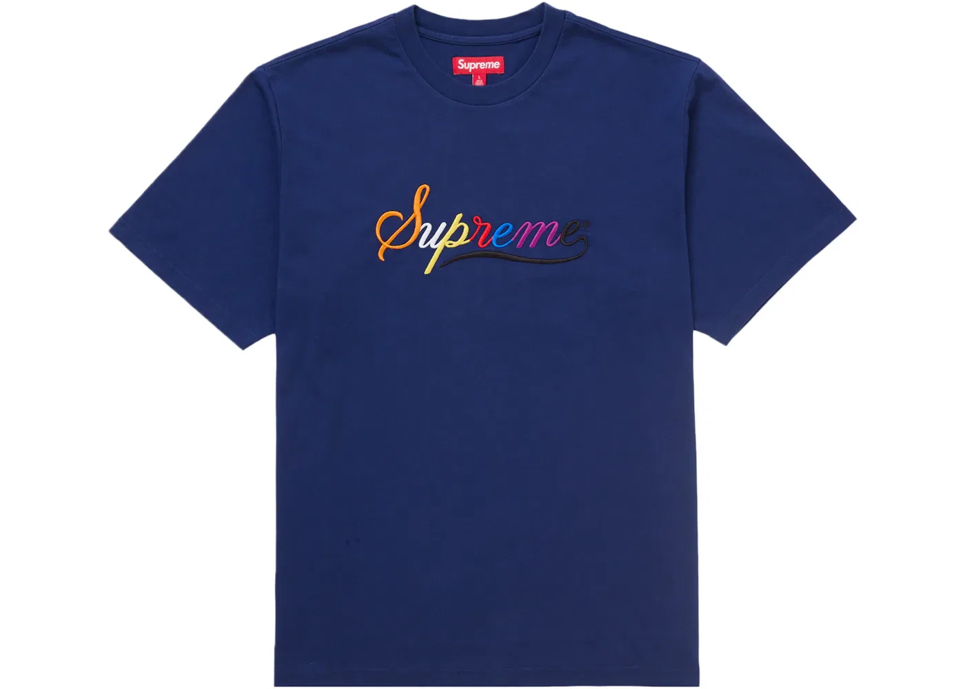 Мужской топ с принтом Supreme Cursive S/S Top, темно-синий